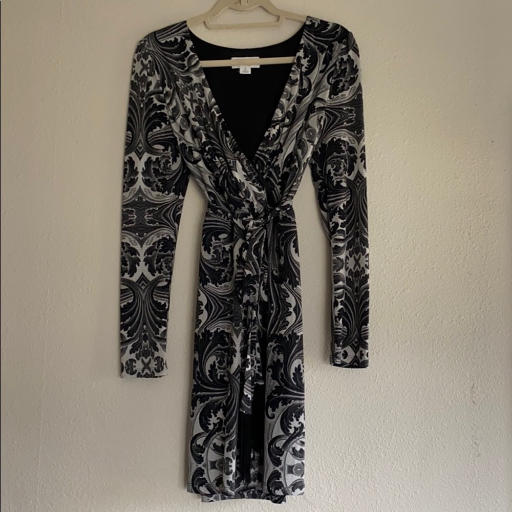 Faux Wrap with Fringe Tie Dress